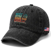 Funny Step Dad Washed Cotton Baseball Cap Best Effin’ Bonus Dad Ever Retro