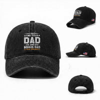 Funny Step Dad Washed Cotton Baseball Cap I Have Two Titles Dad And Step-Dad