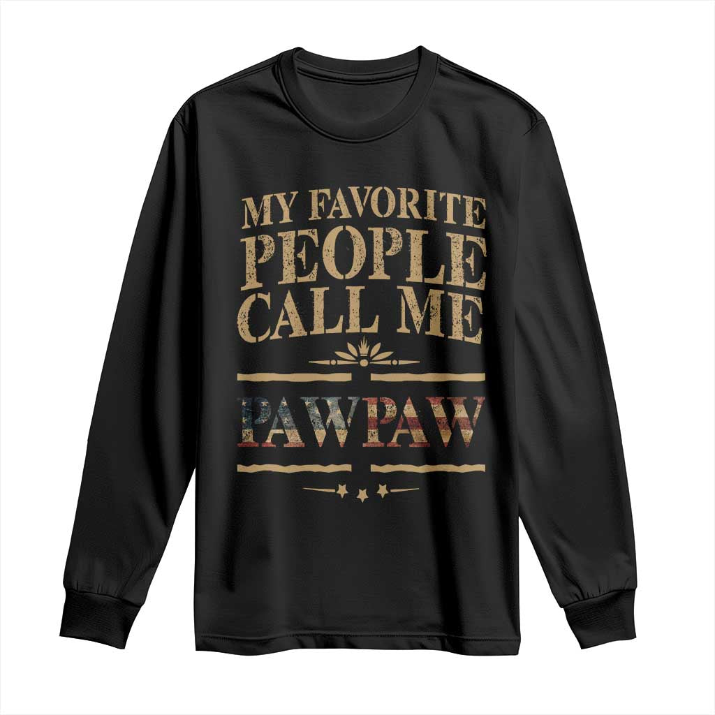 Funny Grandpa Long Sleeve Shirt My Favorite People Call Me Pop Pop Retro American Flag