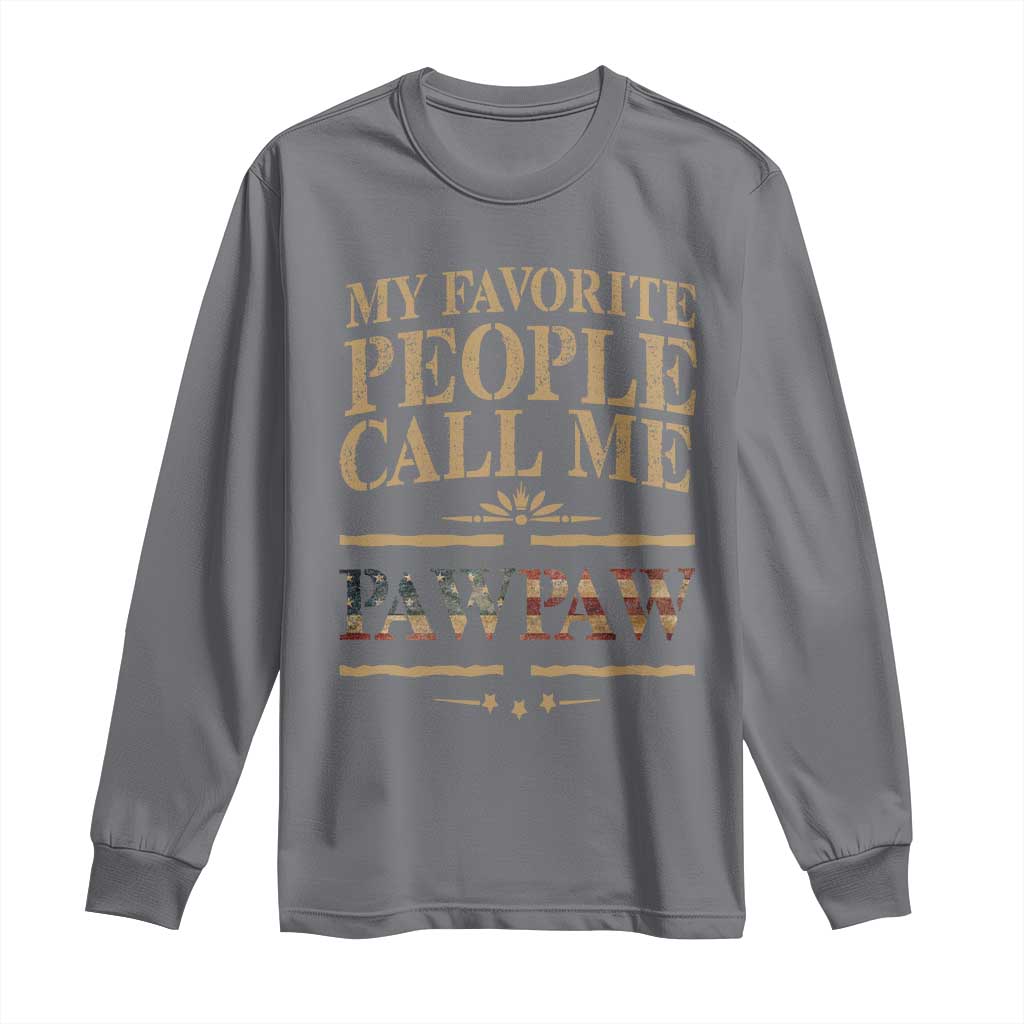 Funny Grandpa Long Sleeve Shirt My Favorite People Call Me Pop Pop Retro American Flag