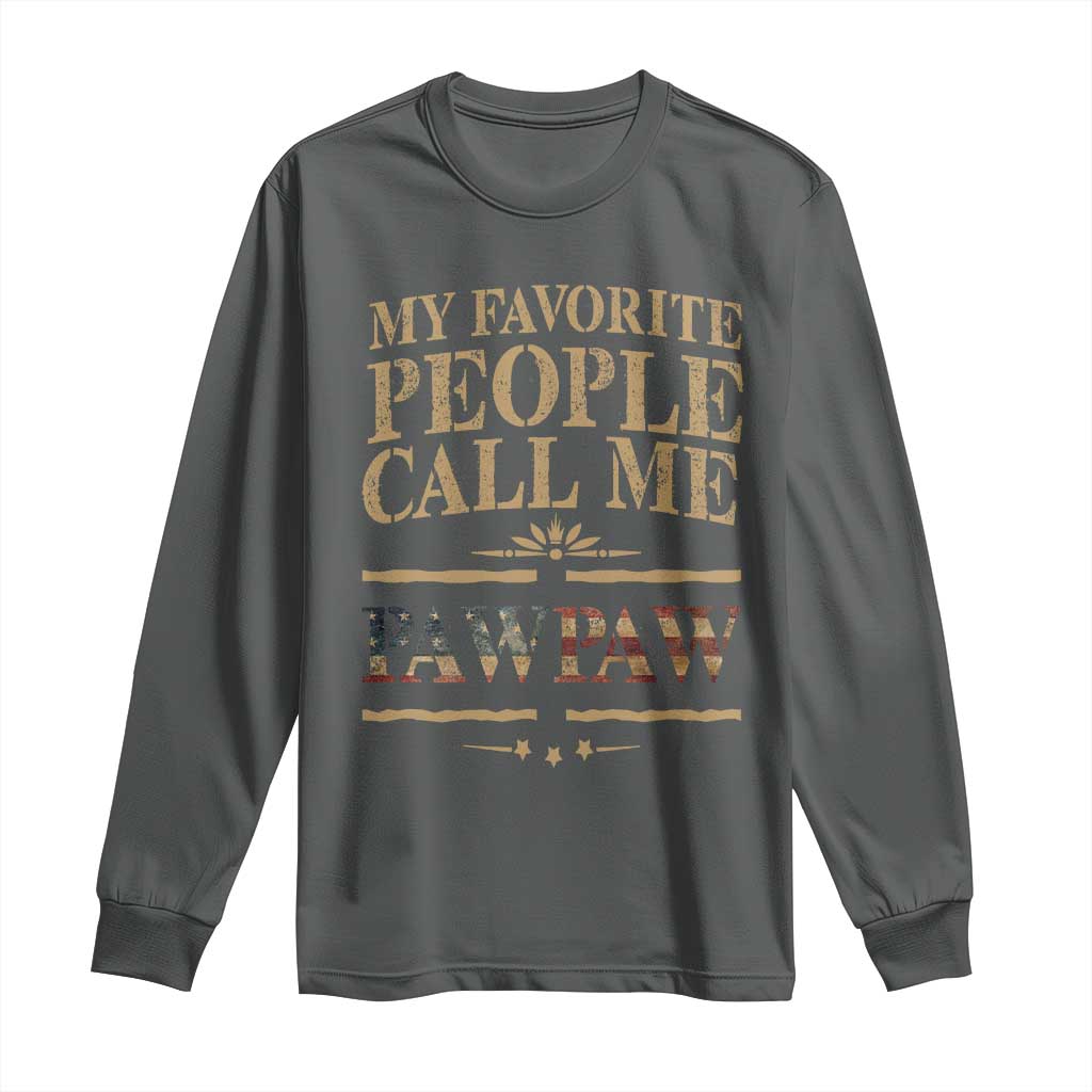 Funny Grandpa Long Sleeve Shirt My Favorite People Call Me Pop Pop Retro American Flag