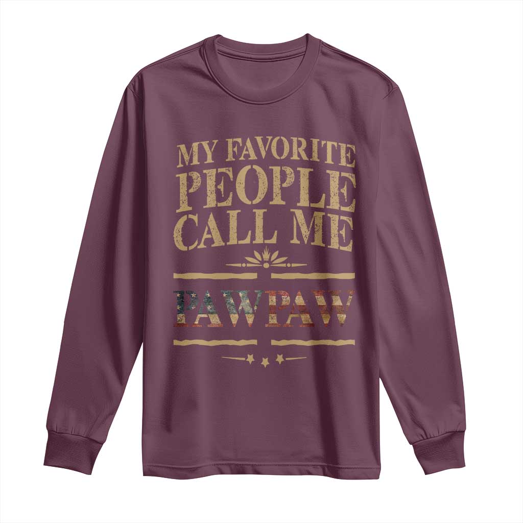 Funny Grandpa Long Sleeve Shirt My Favorite People Call Me Pop Pop Retro American Flag