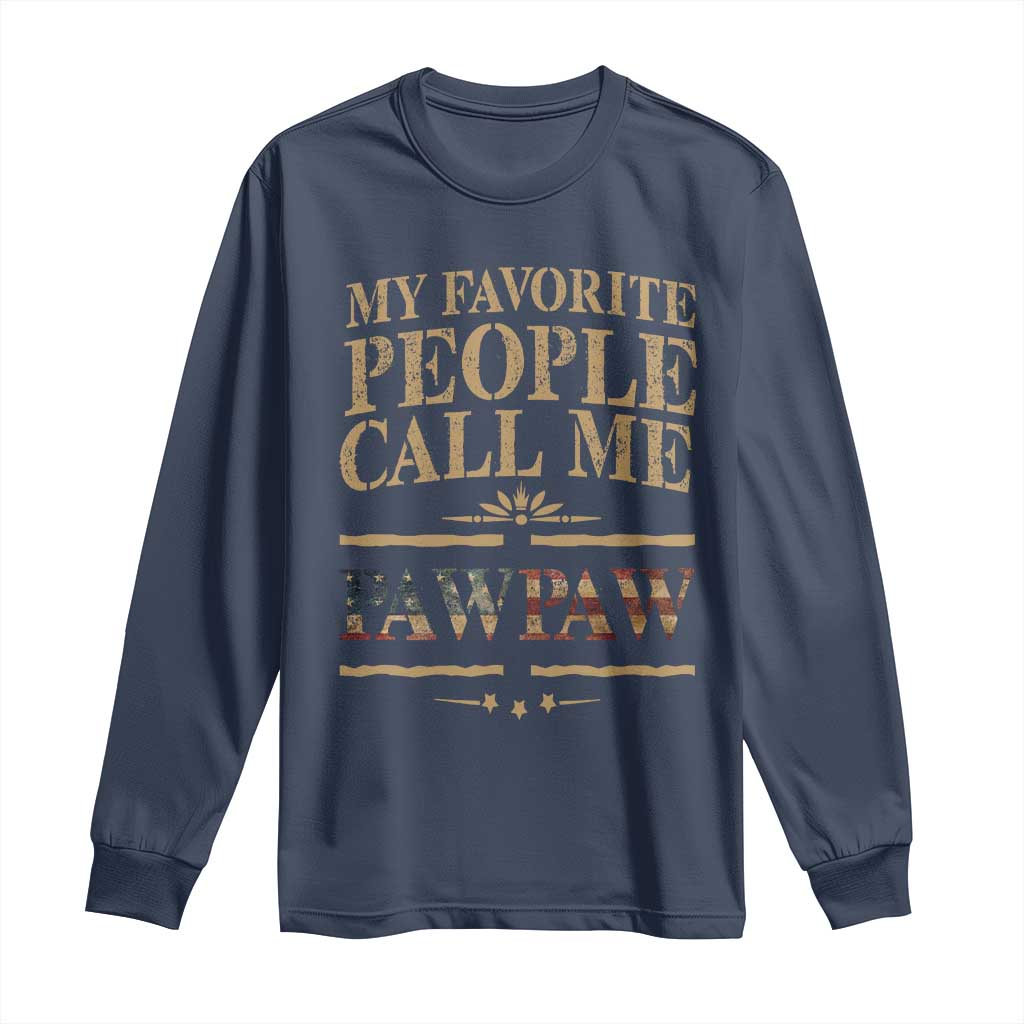Funny Grandpa Long Sleeve Shirt My Favorite People Call Me Pop Pop Retro American Flag