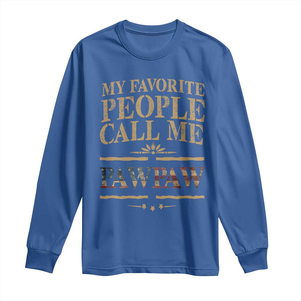 Funny Grandpa Long Sleeve Shirt My Favorite People Call Me Pop Pop Retro American Flag