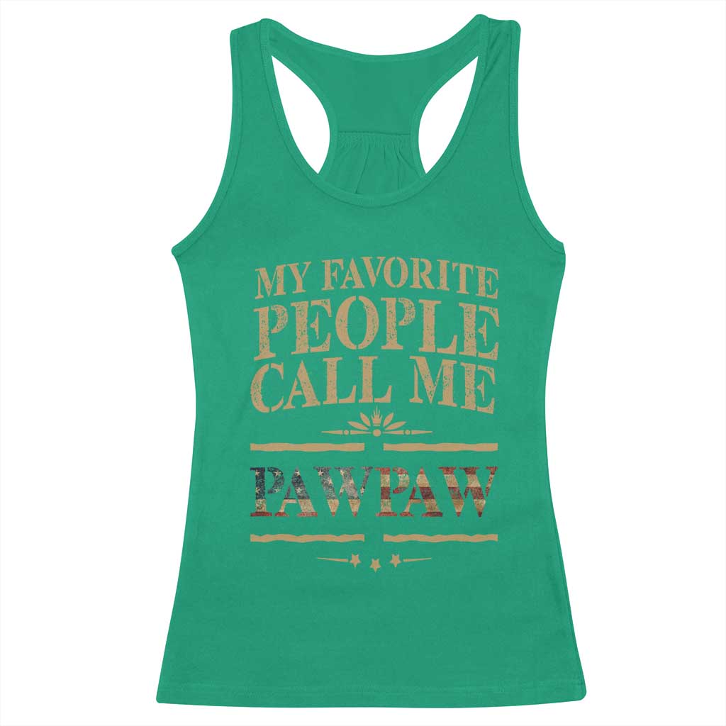 Funny Grandpa Racerback Tank Top My Favorite People Call Me Pop Pop Retro American Flag