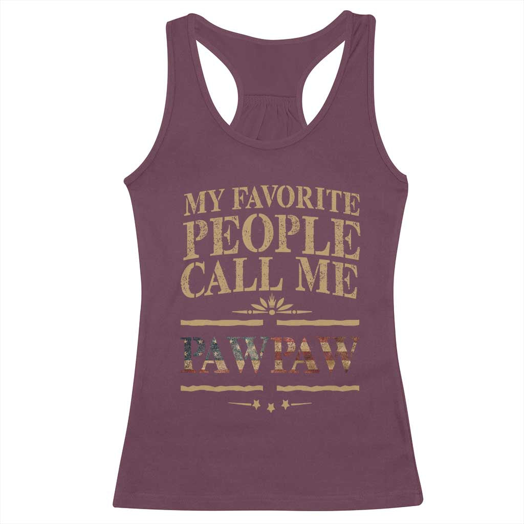 Funny Grandpa Racerback Tank Top My Favorite People Call Me Pop Pop Retro American Flag