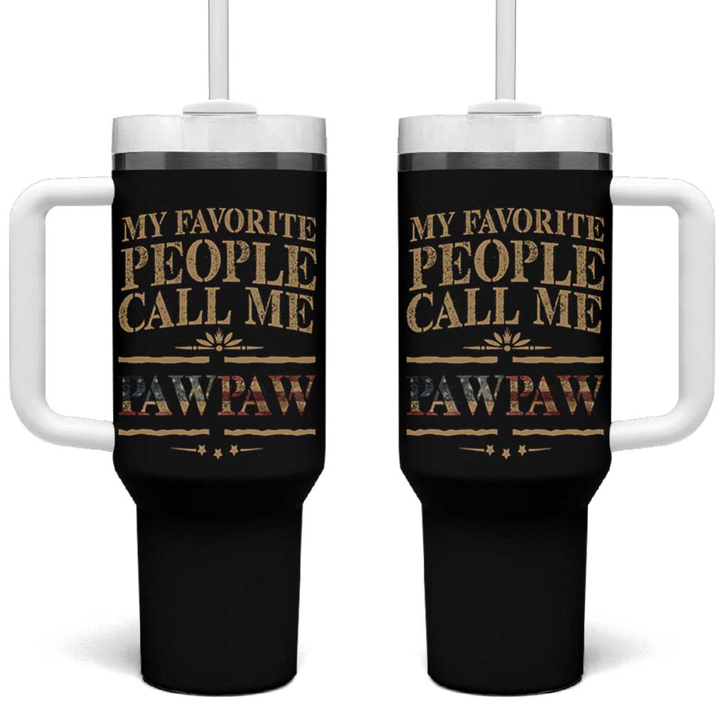Funny Grandpa Tumbler With Handle My Favorite People Call Me Pop Pop Retro American Flag