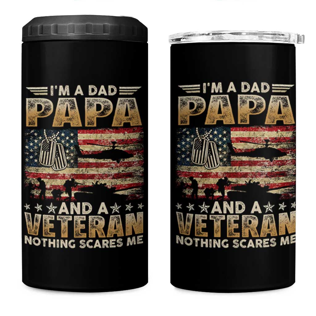 Funny Veteran Dad 4 in 1 Can Cooler Tumbler Funny Military Veteran USA Flag - Wonder Print Shop
