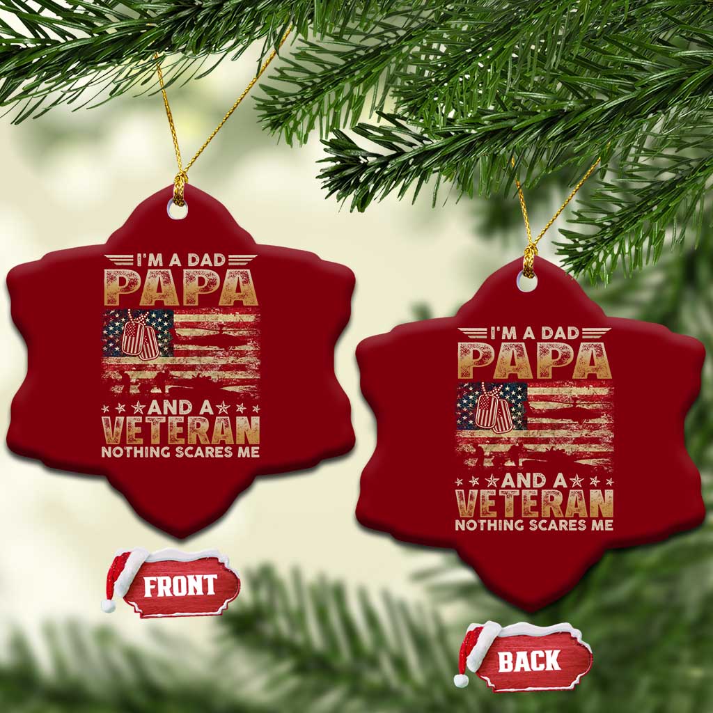 Funny Veteran Dad Ceramic Ornament Funny Military Veteran USA Flag - Wonder Print Shop