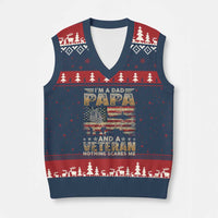 Funny Veteran Dad V-Neck Knit Sweater Vest Funny Military Veteran USA Flag - Wonder Print Shop