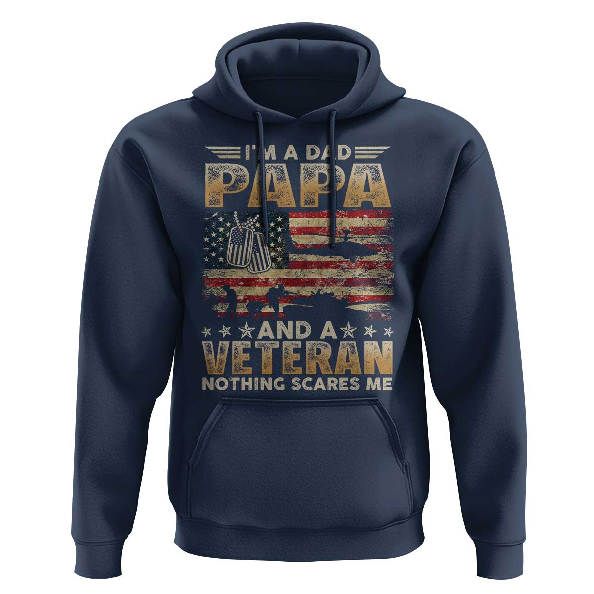 Funny Veteran Dad Hoodie Funny Military Veteran USA Flag - Wonder Print Shop