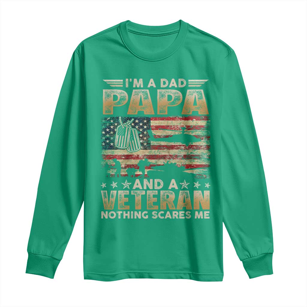 Funny Veteran Dad Long Sleeve Shirt Funny Military Veteran USA Flag - Wonder Print Shop