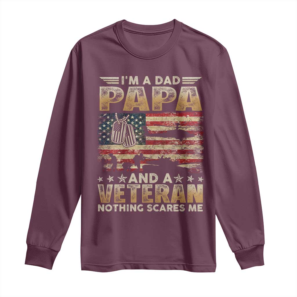Funny Veteran Dad Long Sleeve Shirt Funny Military Veteran USA Flag - Wonder Print Shop