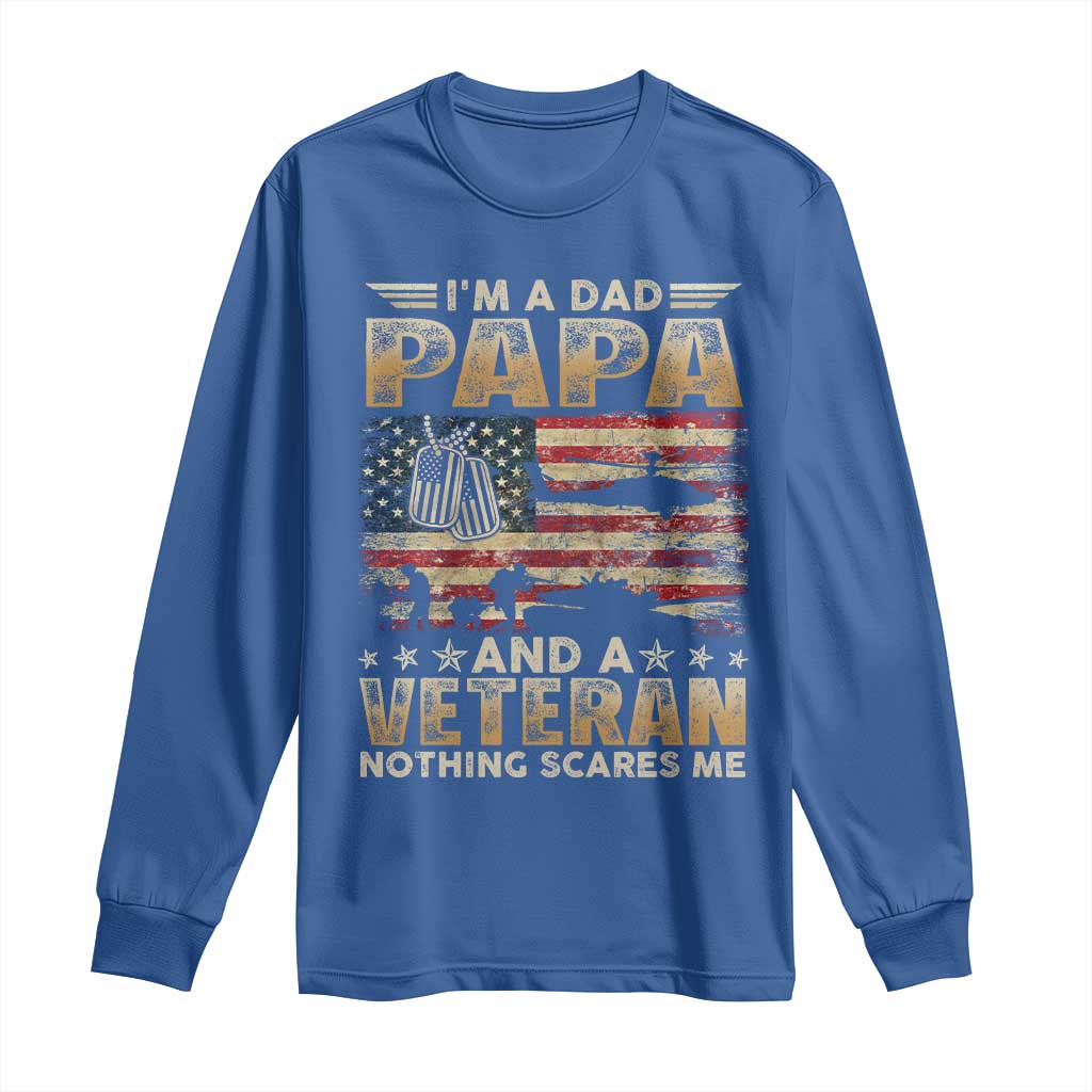 Funny Veteran Dad Long Sleeve Shirt Funny Military Veteran USA Flag - Wonder Print Shop