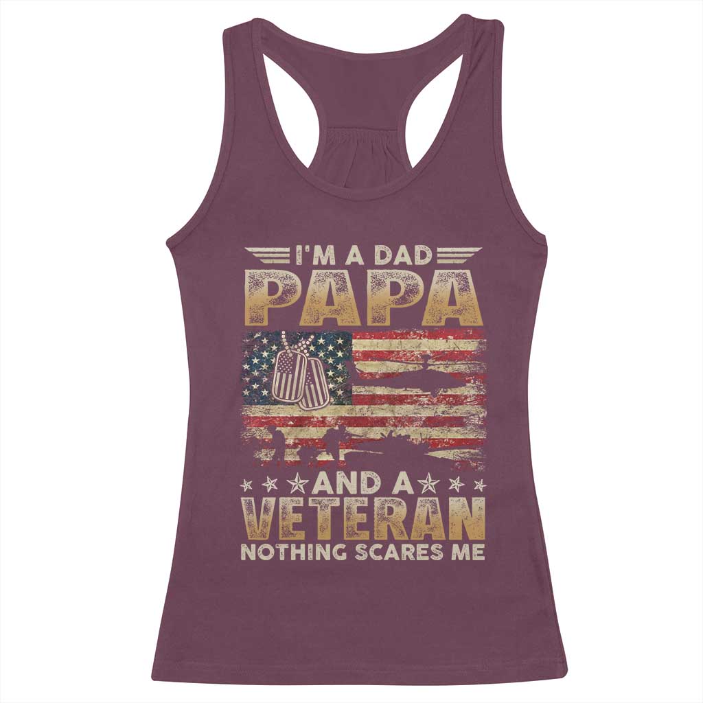 Funny Veteran Dad Racerback Tank Top Funny Military Veteran USA Flag - Wonder Print Shop