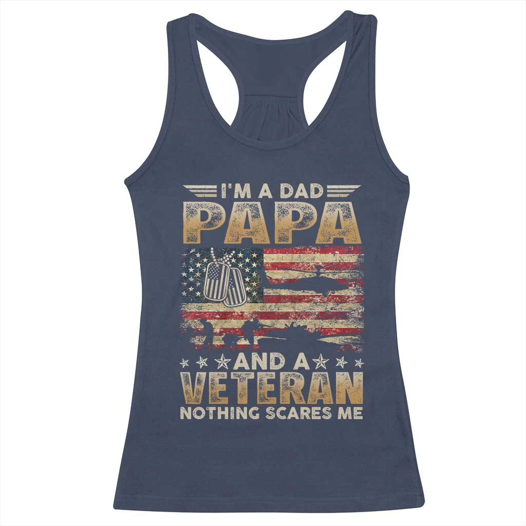 Funny Veteran Dad Racerback Tank Top Funny Military Veteran USA Flag - Wonder Print Shop