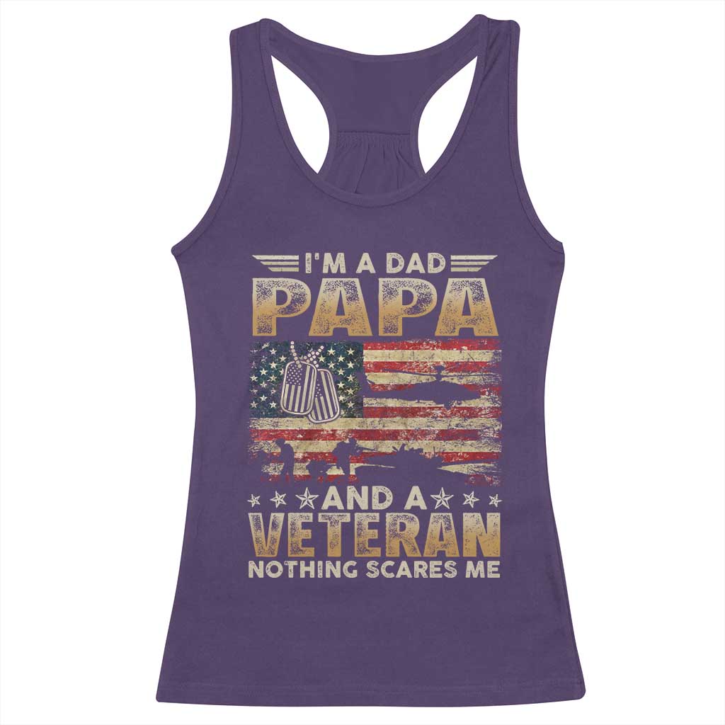 Funny Veteran Dad Racerback Tank Top Funny Military Veteran USA Flag - Wonder Print Shop
