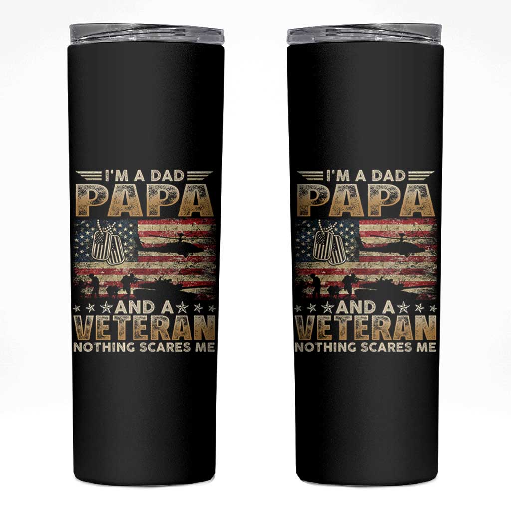 Funny Veteran Dad Skinny Tumbler Funny Military Veteran USA Flag - Wonder Print Shop