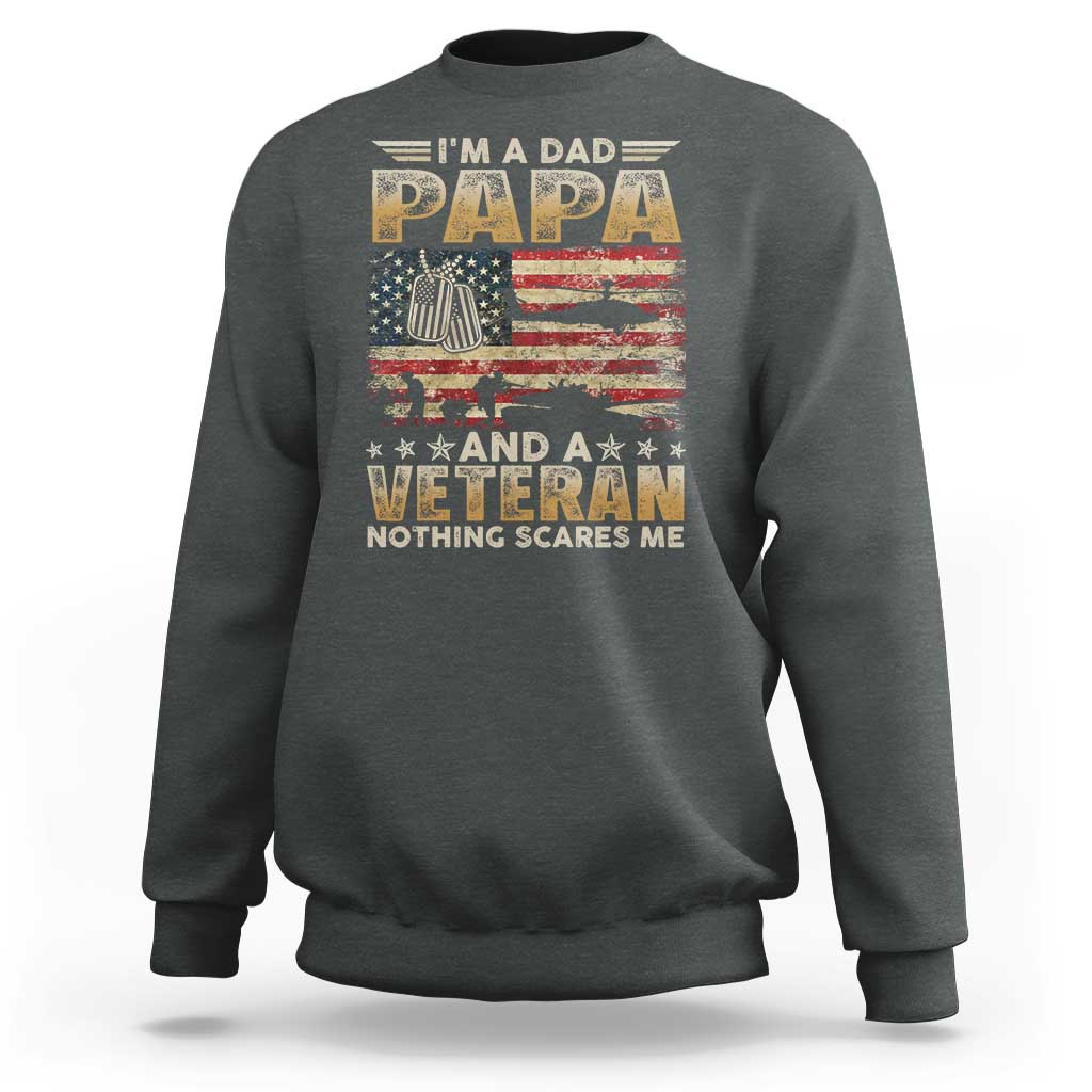 Funny Veteran Dad Sweatshirt Funny Military Veteran USA Flag - Wonder Print Shop