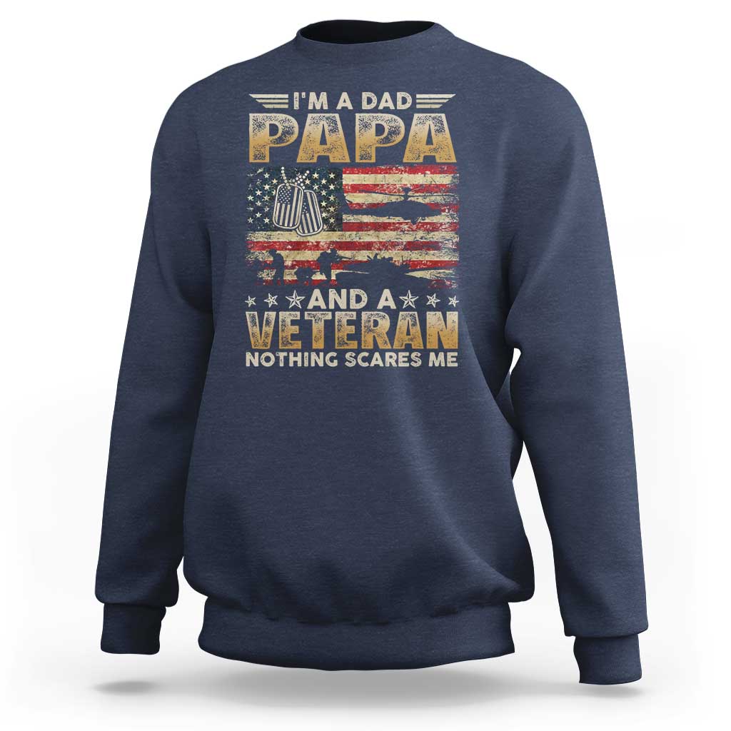 Funny Veteran Dad Sweatshirt Funny Military Veteran USA Flag - Wonder Print Shop