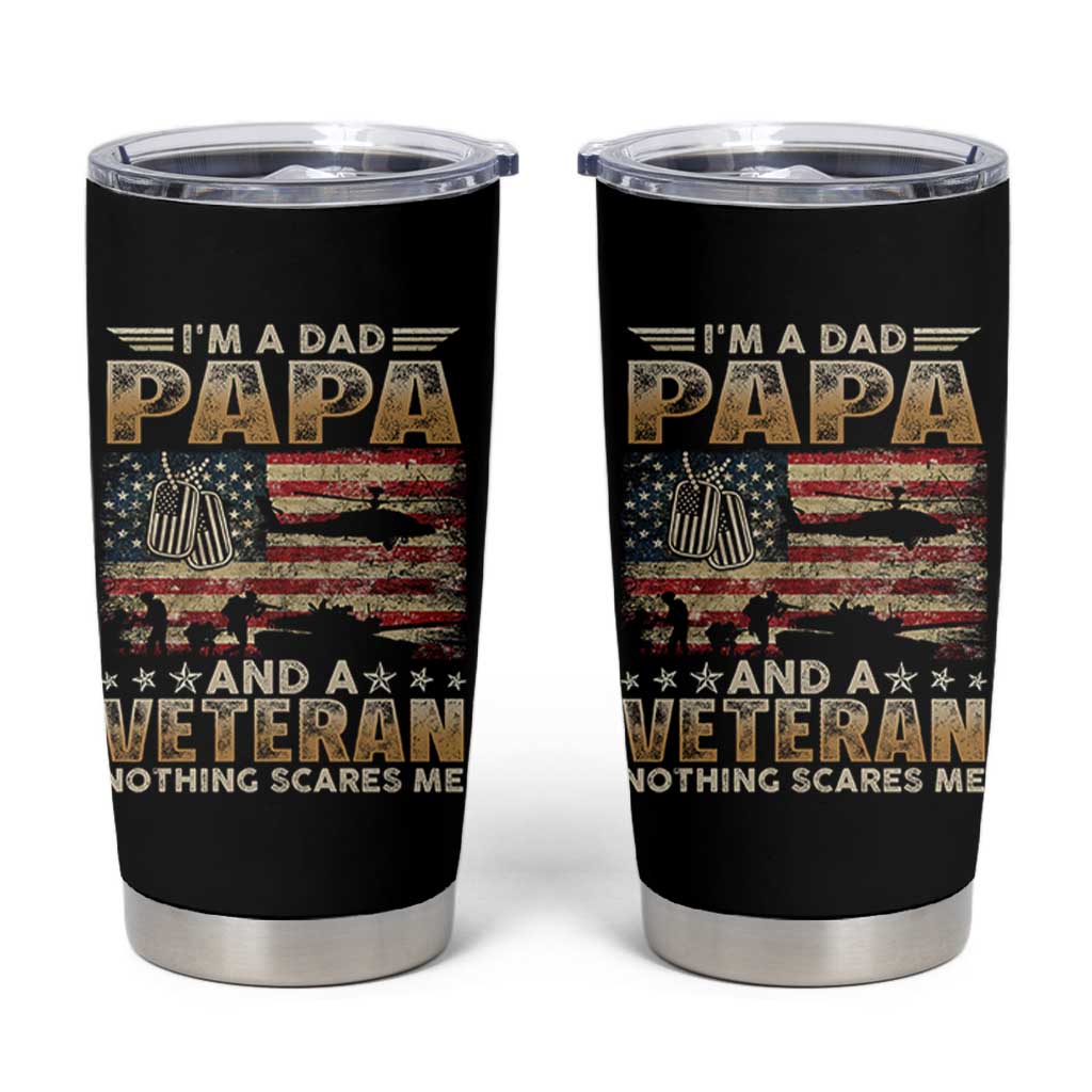 Funny Veteran Dad Tumbler Cup Funny Military Veteran USA Flag - Wonder Print Shop