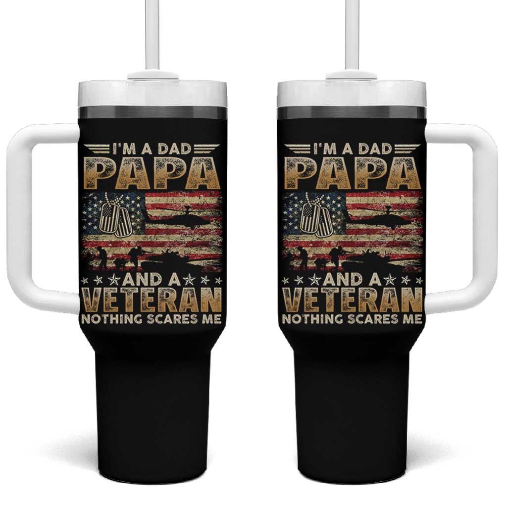 Funny Veteran Dad Tumbler With Handle Funny Military Veteran USA Flag - Wonder Print Shop