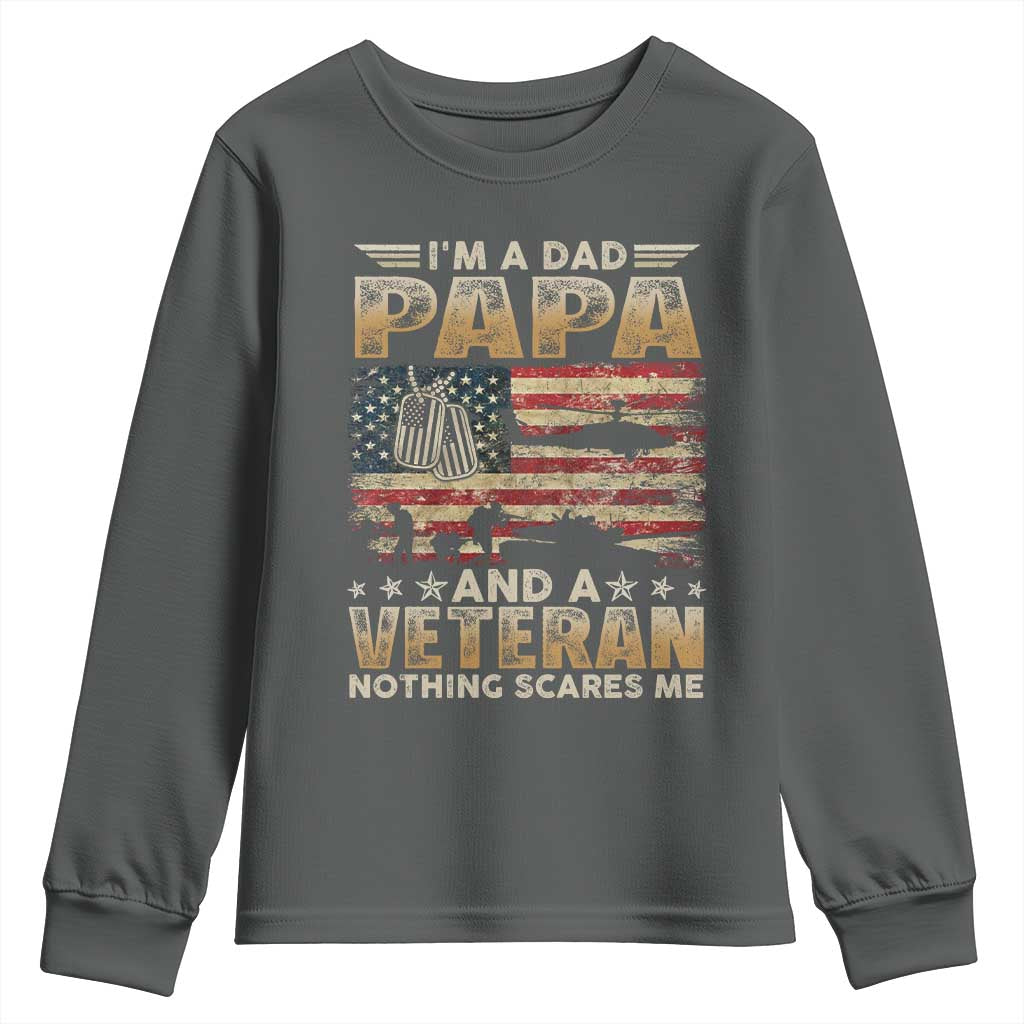 Funny Veteran Dad Youth Sweatshirt Funny Military Veteran USA Flag - Wonder Print Shop