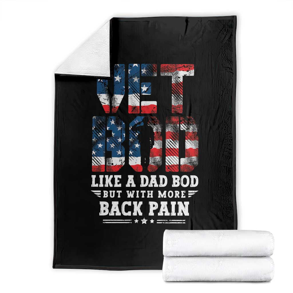 Vet Bod Throw Blanket Funny Military Veteran Dad Bod American Flag - Wonder Print Shop