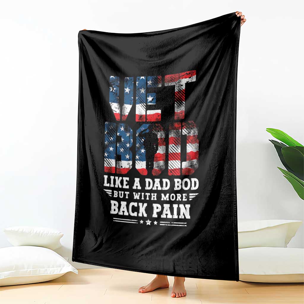 Vet Bod Throw Blanket Funny Military Veteran Dad Bod American Flag - Wonder Print Shop