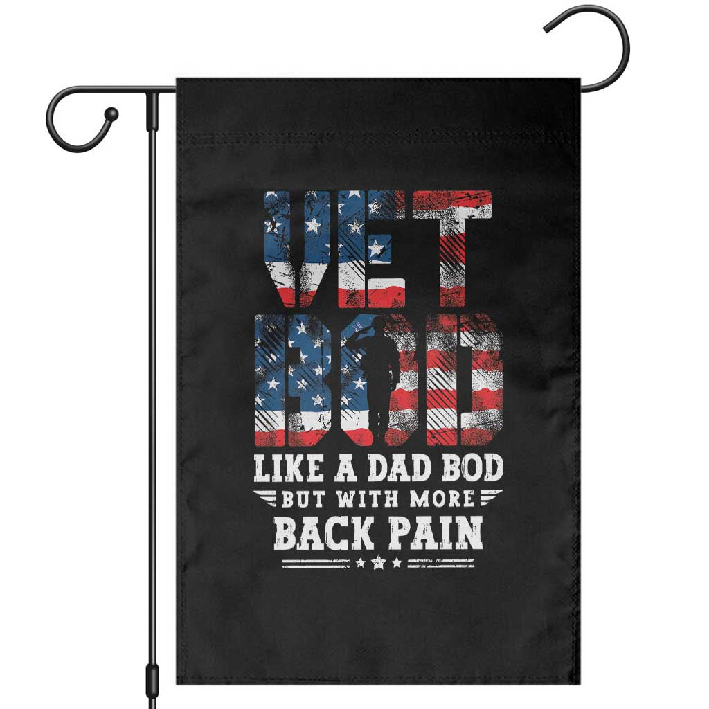 Vet Bod Garden Flag Funny Military Veteran Dad Bod American Flag - Wonder Print Shop