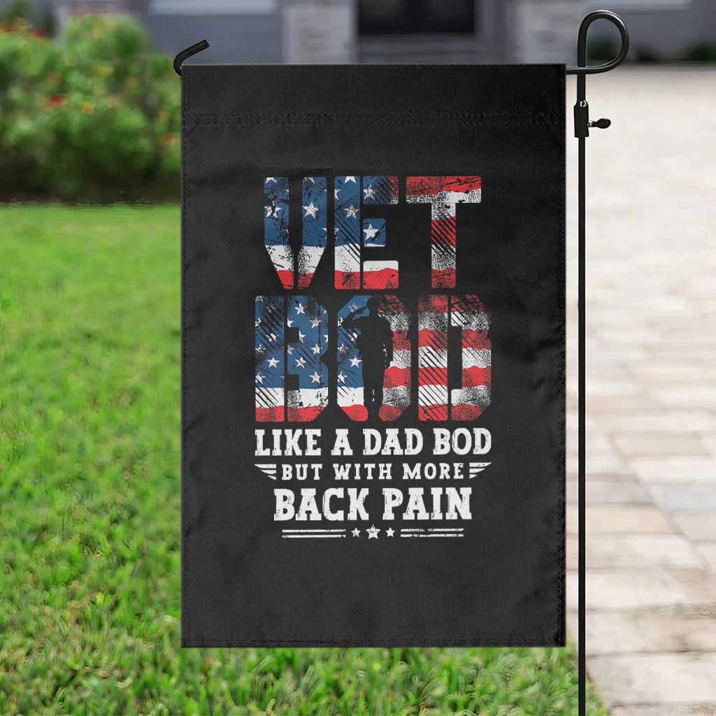 Vet Bod Garden Flag Funny Military Veteran Dad Bod American Flag - Wonder Print Shop