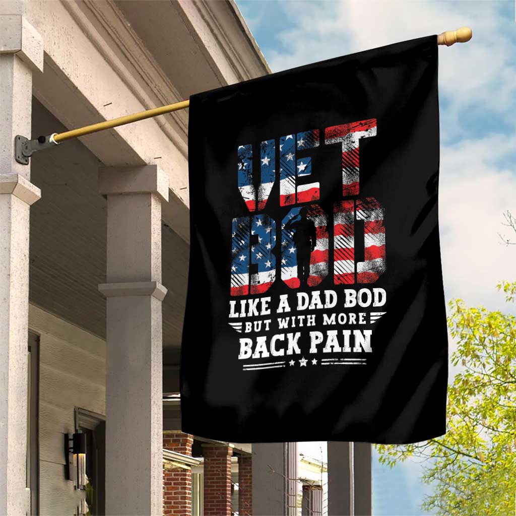 Vet Bod Garden Flag Funny Military Veteran Dad Bod American Flag - Wonder Print Shop