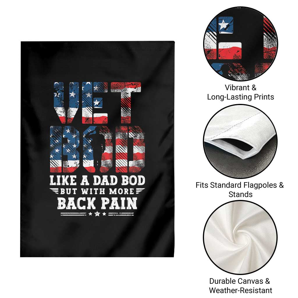 Vet Bod Garden Flag Funny Military Veteran Dad Bod American Flag - Wonder Print Shop