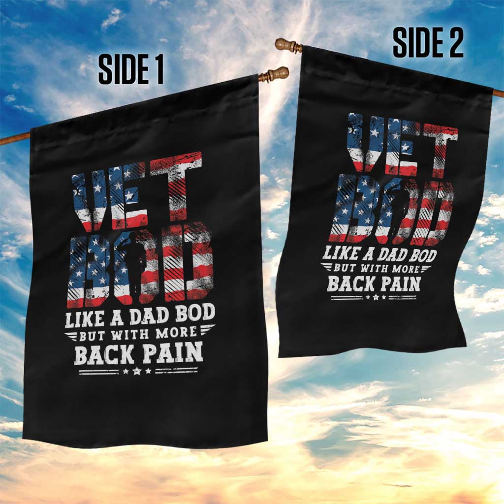 Vet Bod Garden Flag Funny Military Veteran Dad Bod American Flag - Wonder Print Shop