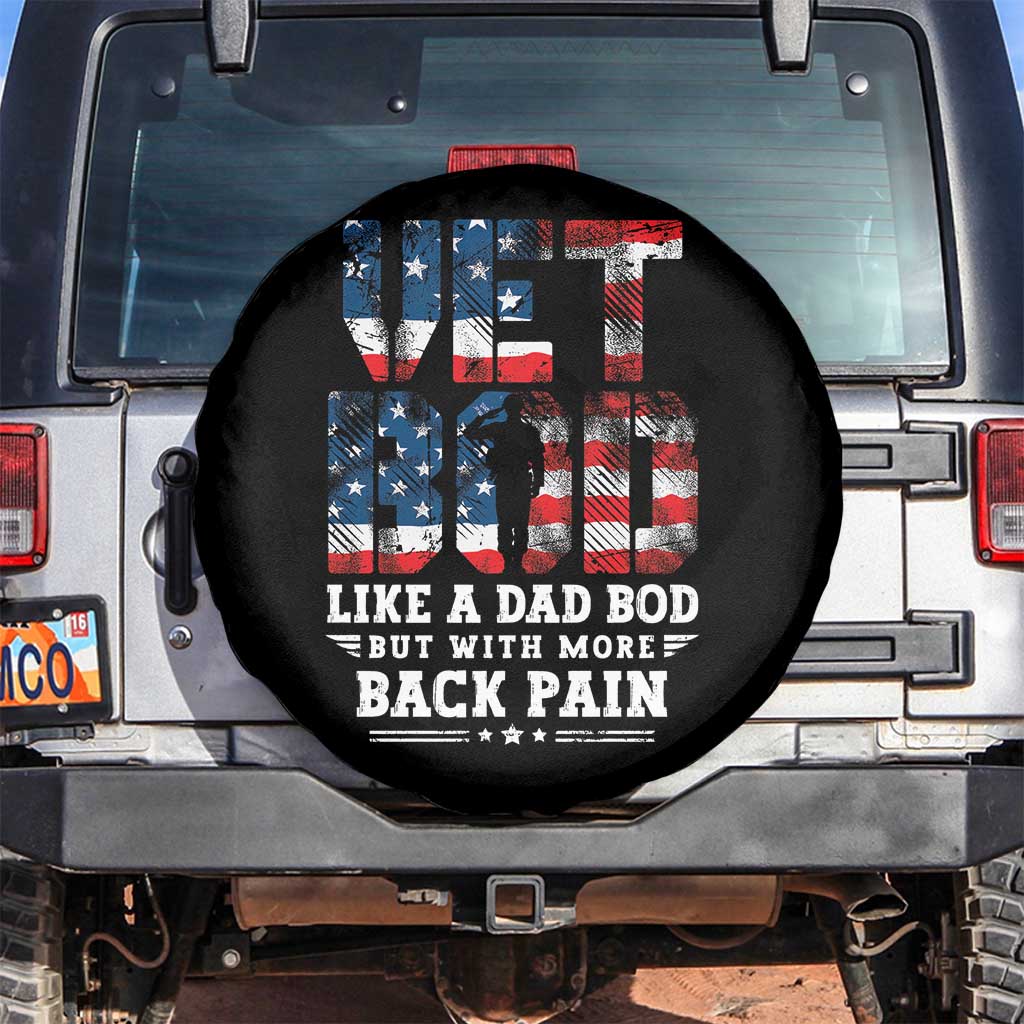 Vet Bod Spare Tire Cover Funny Military Veteran Dad Bod American Flag - Wonder Print Shop