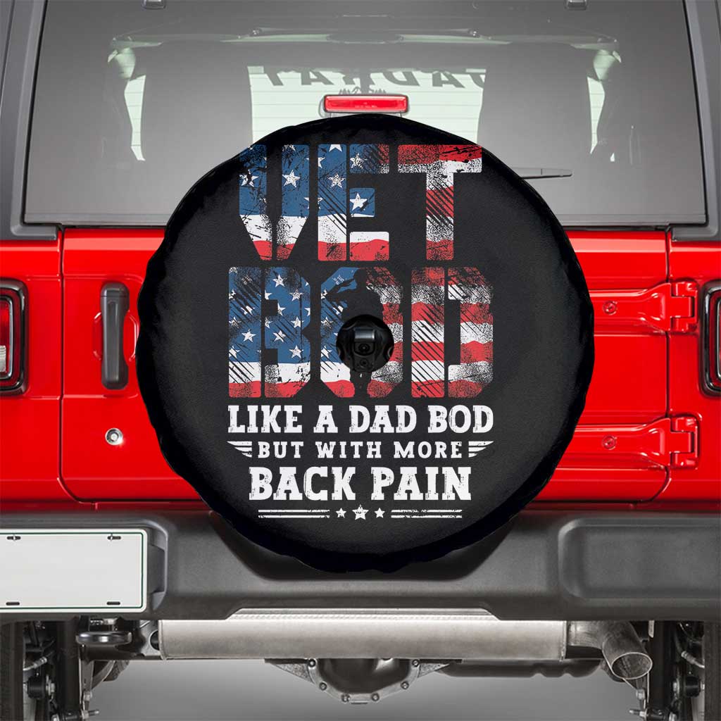 Vet Bod Spare Tire Cover Funny Military Veteran Dad Bod American Flag - Wonder Print Shop