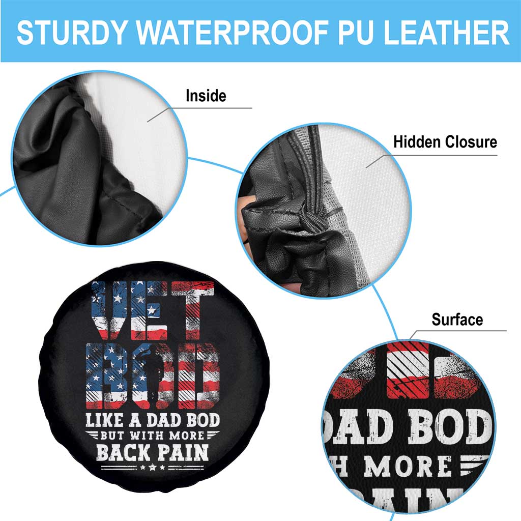 Vet Bod Spare Tire Cover Funny Military Veteran Dad Bod American Flag - Wonder Print Shop