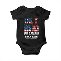Vet Bod Baby Onesie Funny Military Veteran Dad Bod American Flag - Wonder Print Shop
