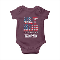 Vet Bod Baby Onesie Funny Military Veteran Dad Bod American Flag - Wonder Print Shop