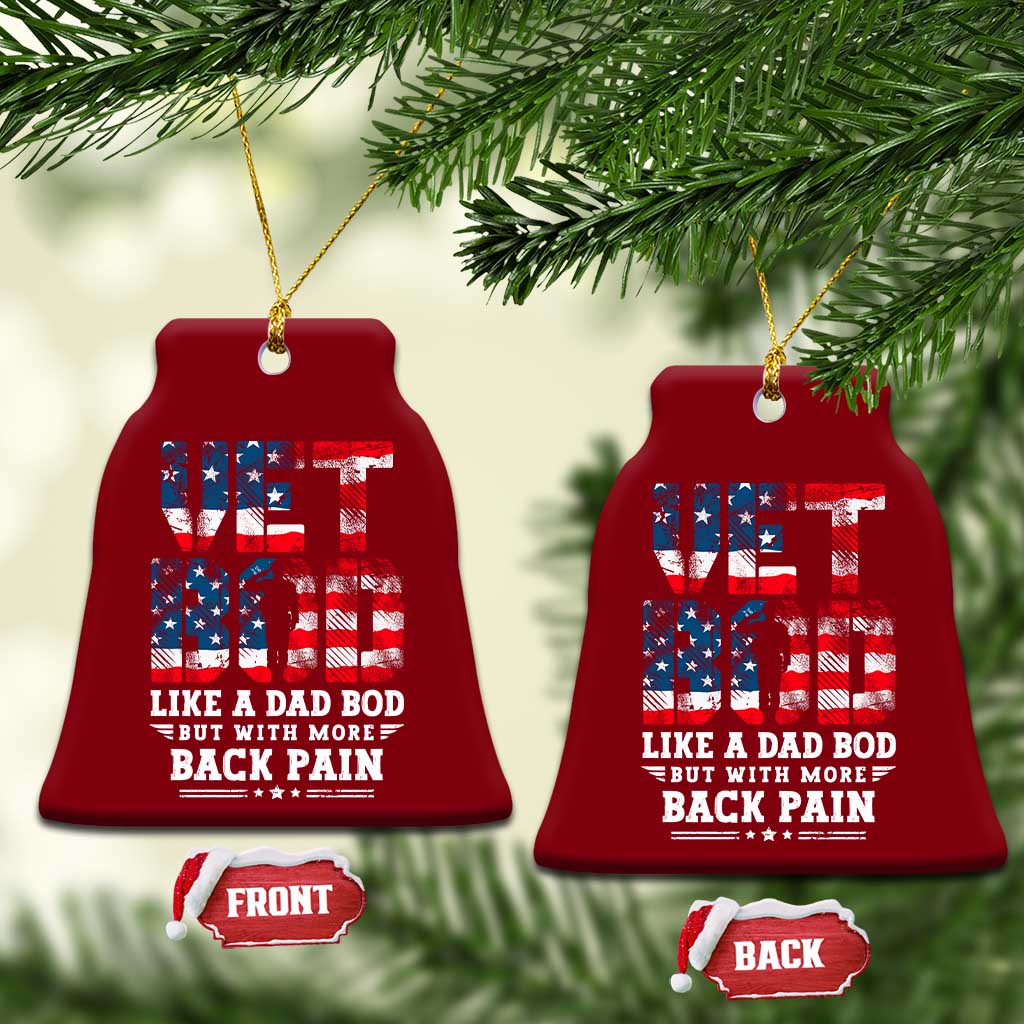 Vet Bod Ceramic Ornament Funny Military Veteran Dad Bod American Flag - Wonder Print Shop