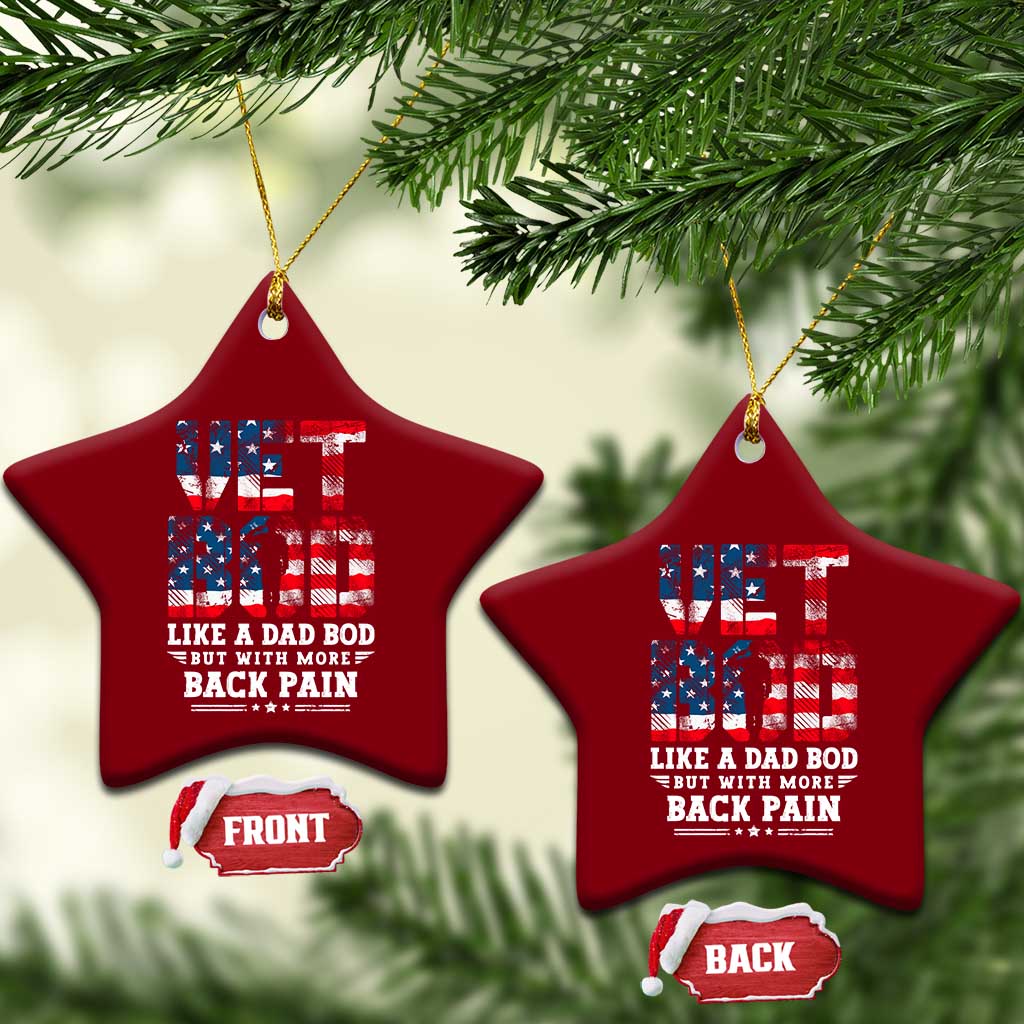 Vet Bod Ceramic Ornament Funny Military Veteran Dad Bod American Flag - Wonder Print Shop