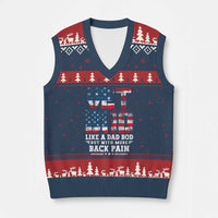 Vet Bod V-Neck Knit Sweater Vest Funny Military Veteran Dad Bod American Flag - Wonder Print Shop