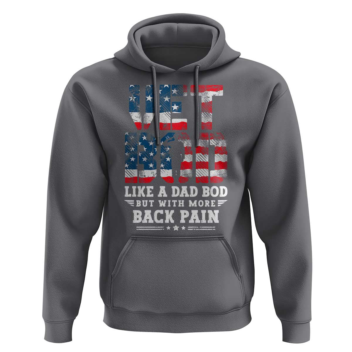 Vet Bod Hoodie Funny Military Veteran Dad Bod American Flag - Wonder Print Shop