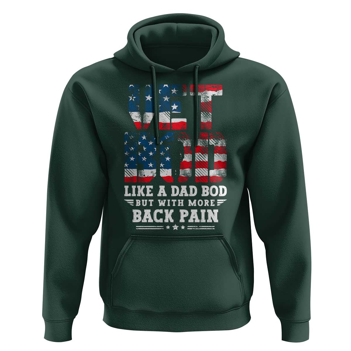 Vet Bod Hoodie Funny Military Veteran Dad Bod American Flag - Wonder Print Shop