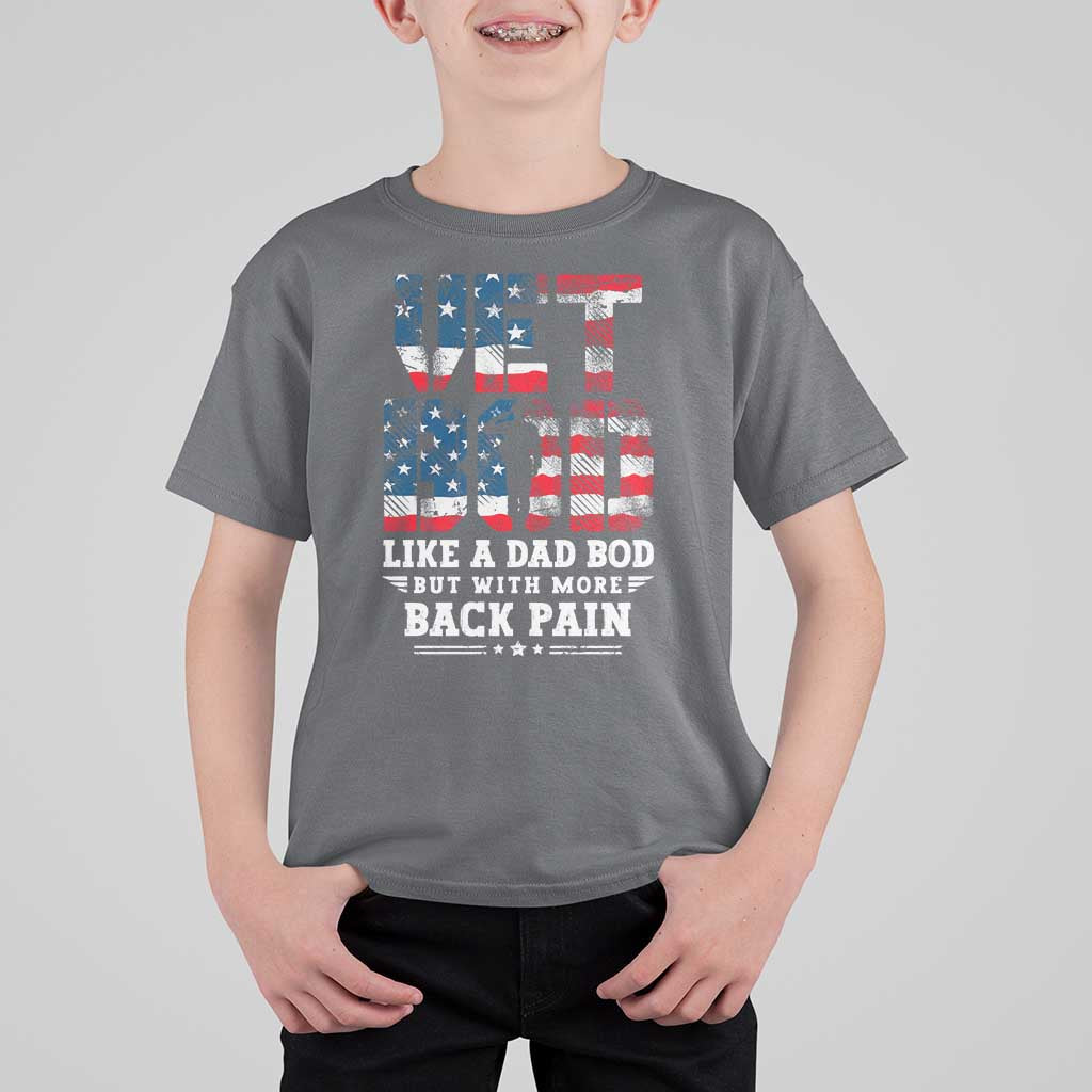 Vet Bod T Shirt For Kid Funny Military Veteran Dad Bod American Flag - Wonder Print Shop
