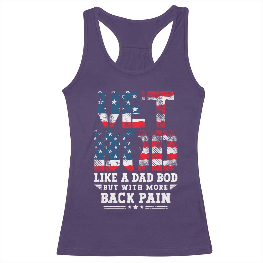 Vet Bod Racerback Tank Top Funny Military Veteran Dad Bod American Flag - Wonder Print Shop