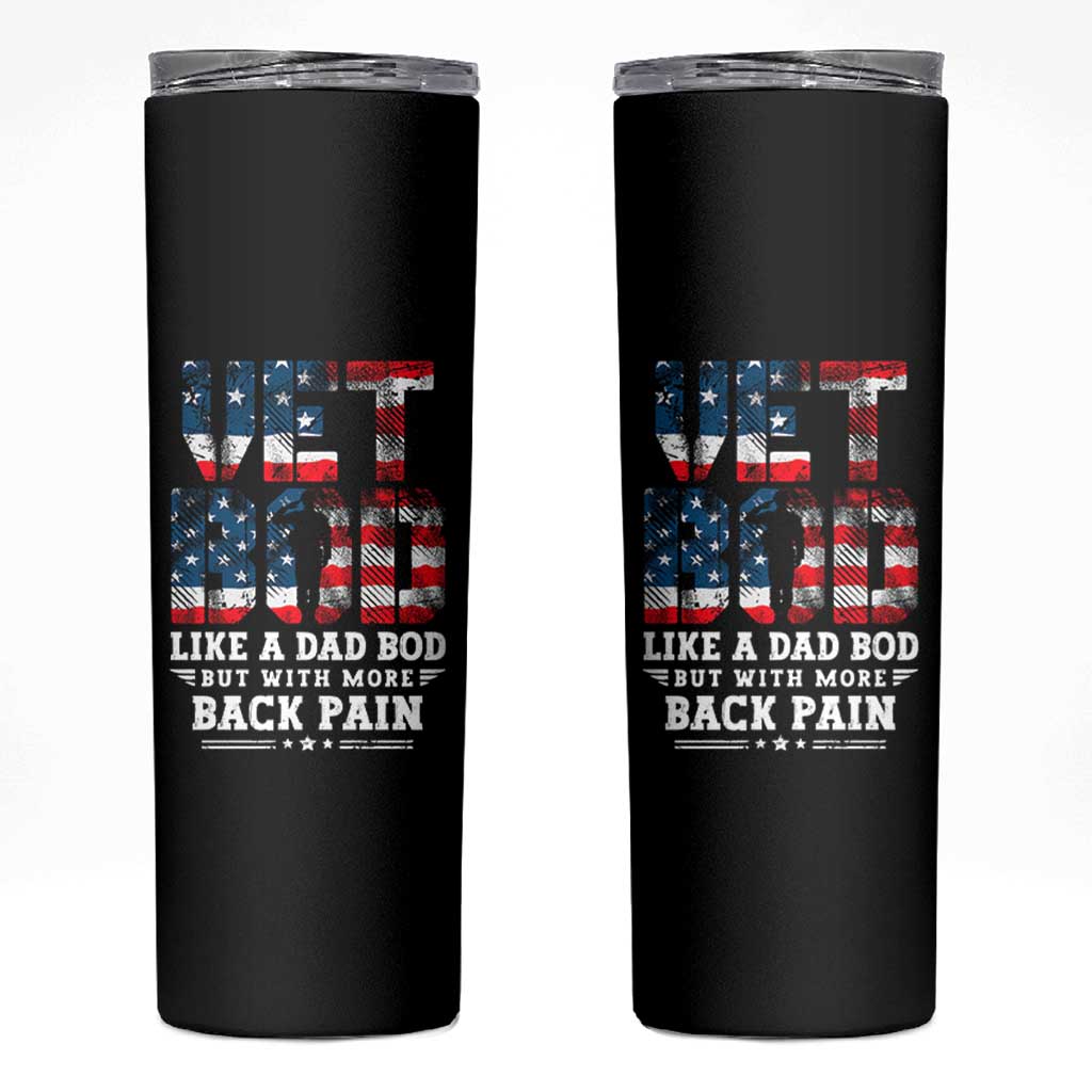 Vet Bod Skinny Tumbler Funny Military Veteran Dad Bod American Flag - Wonder Print Shop