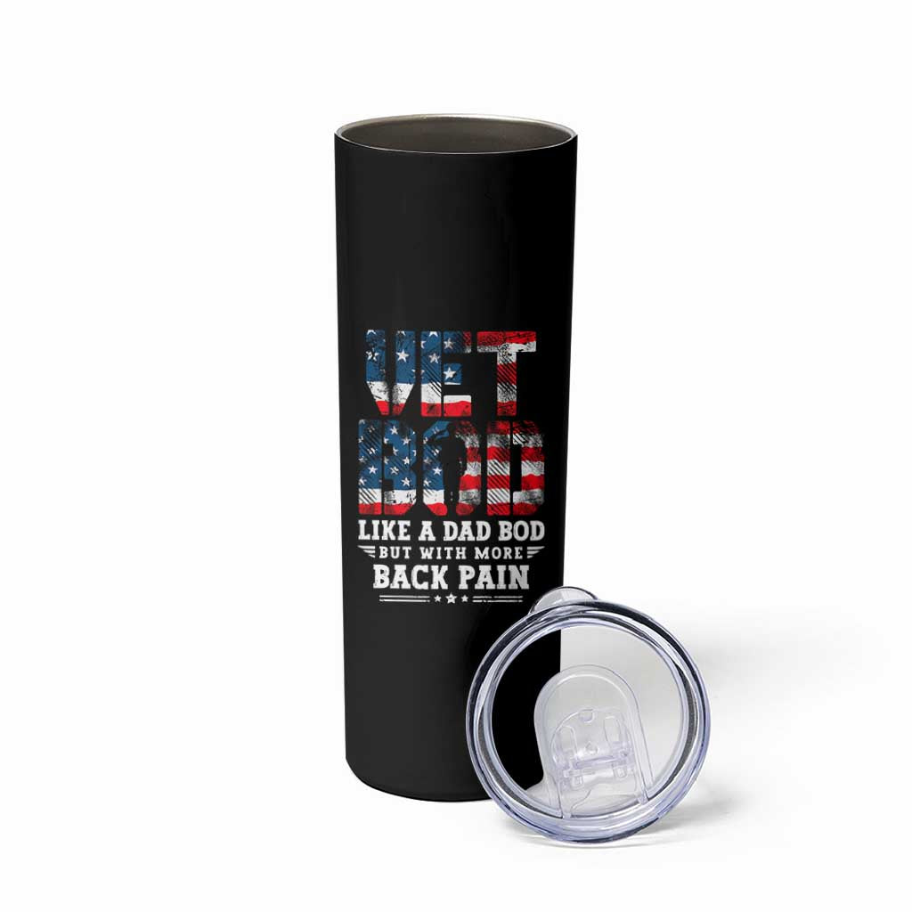 Vet Bod Skinny Tumbler Funny Military Veteran Dad Bod American Flag - Wonder Print Shop