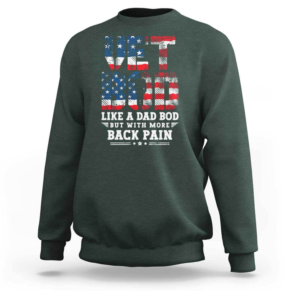 Vet Bod Sweatshirt Funny Military Veteran Dad Bod American Flag - Wonder Print Shop