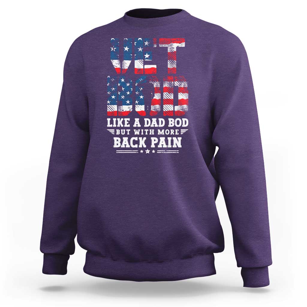 Vet Bod Sweatshirt Funny Military Veteran Dad Bod American Flag - Wonder Print Shop